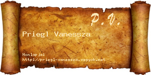 Priegl Vanessza névjegykártya